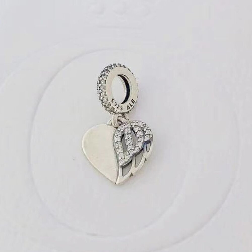 Pandora Heart & Angel Dangle Charm, Pandora Charm Sterling Silver Charm,Best Gif